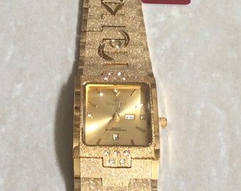 ELGIN DIAMOND ゴールド ナゲット メンズ腕時計 長方形 ゴールド