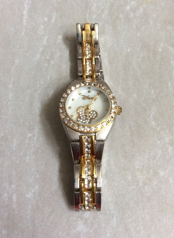 DISNEY Two-Tone Crystal Mickey Mouse Watch Having 