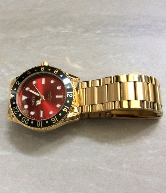 MIYKON Men's RX Gold Watch Black Seconds Border R… - image 1