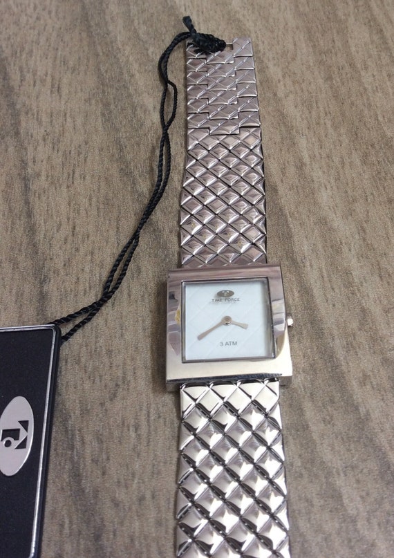 Time Force Women's Watch Square White Dial on a Si