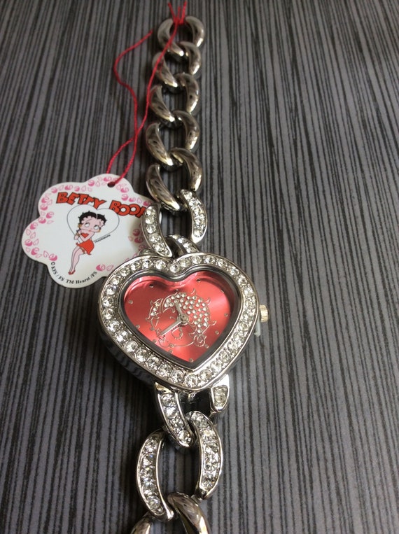 Betty Boop Crystal Heart Watch Red Betty Boop Dial