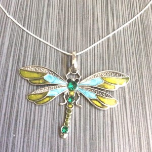 Dragonfly Sparkling Pendant on a Silver Necklace Brand New Handmade to Perfection.