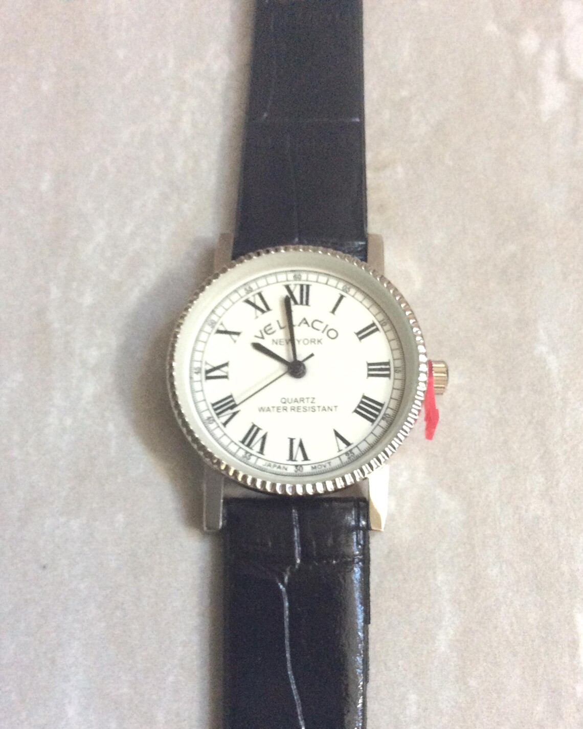 Vellacio Women's Watch Beveled Silver Bezel Round White Dial Roman ...