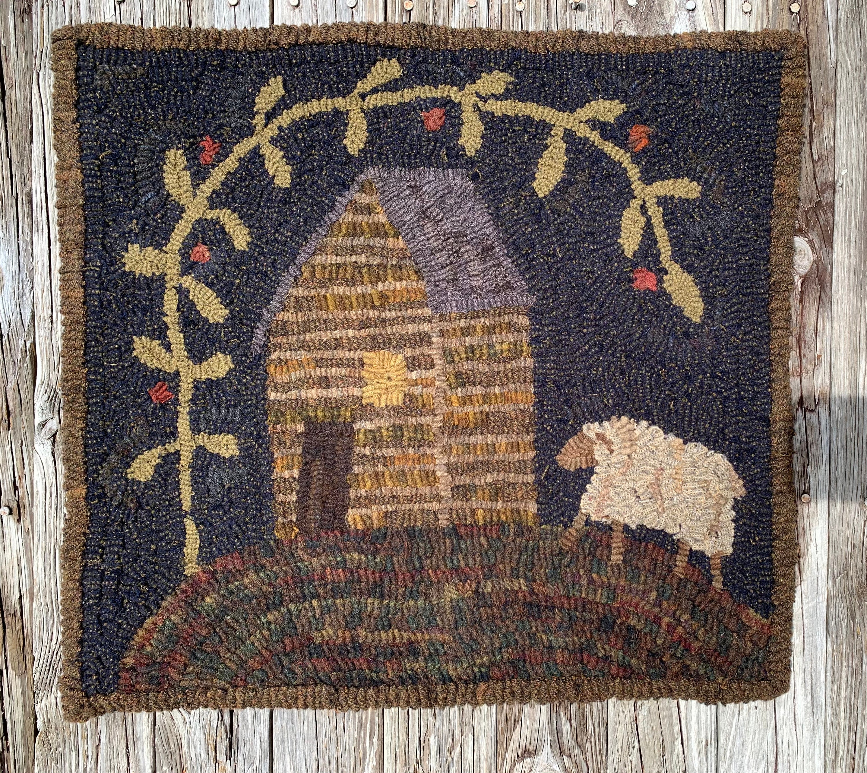 Rug Hooking PATTERN Log Cabin & Sheep 21.5 X 23.5 Etsy