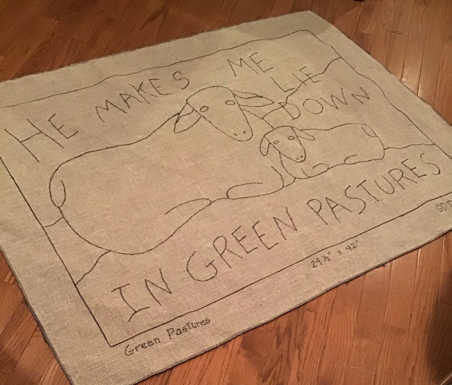 Rug Hooking PATTERN, Green Pastures, 29.5x42,23.5x34, 17x24, Sheep ...