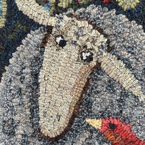 Rug hooking PATTERN, Friends, 17 1/2x23 or 24x31 1/2, Primitive, Sheep, Bird, Sunflowers, Lambs Tongue, hooked rug patterns, whimsical image 4