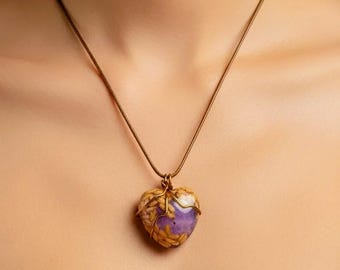 Saaterde und Amethyst Herz Anhänger