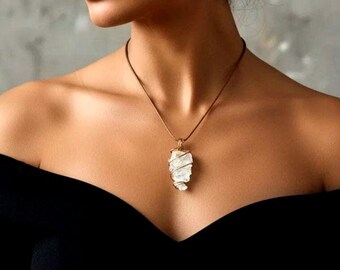Roher Citrin Punkt Anhänger, Handgewickelte Kupfer Halskette, Boho Harz Schmuck