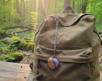 Amethyst & Erdsamen Taschenanhänger / Taschenanhänger