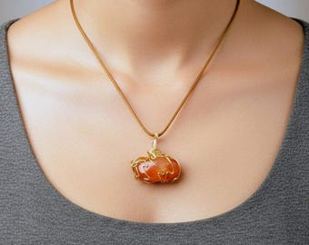 Amber Glow Hand gewickelter Karneol Statement Anhänger