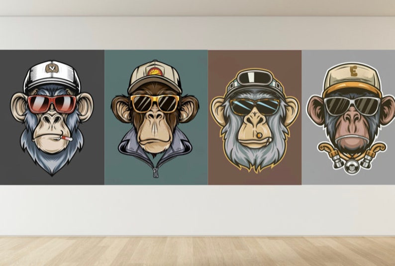 Digital Art Monkey Nfts, NFT Art Monkeys Etsy