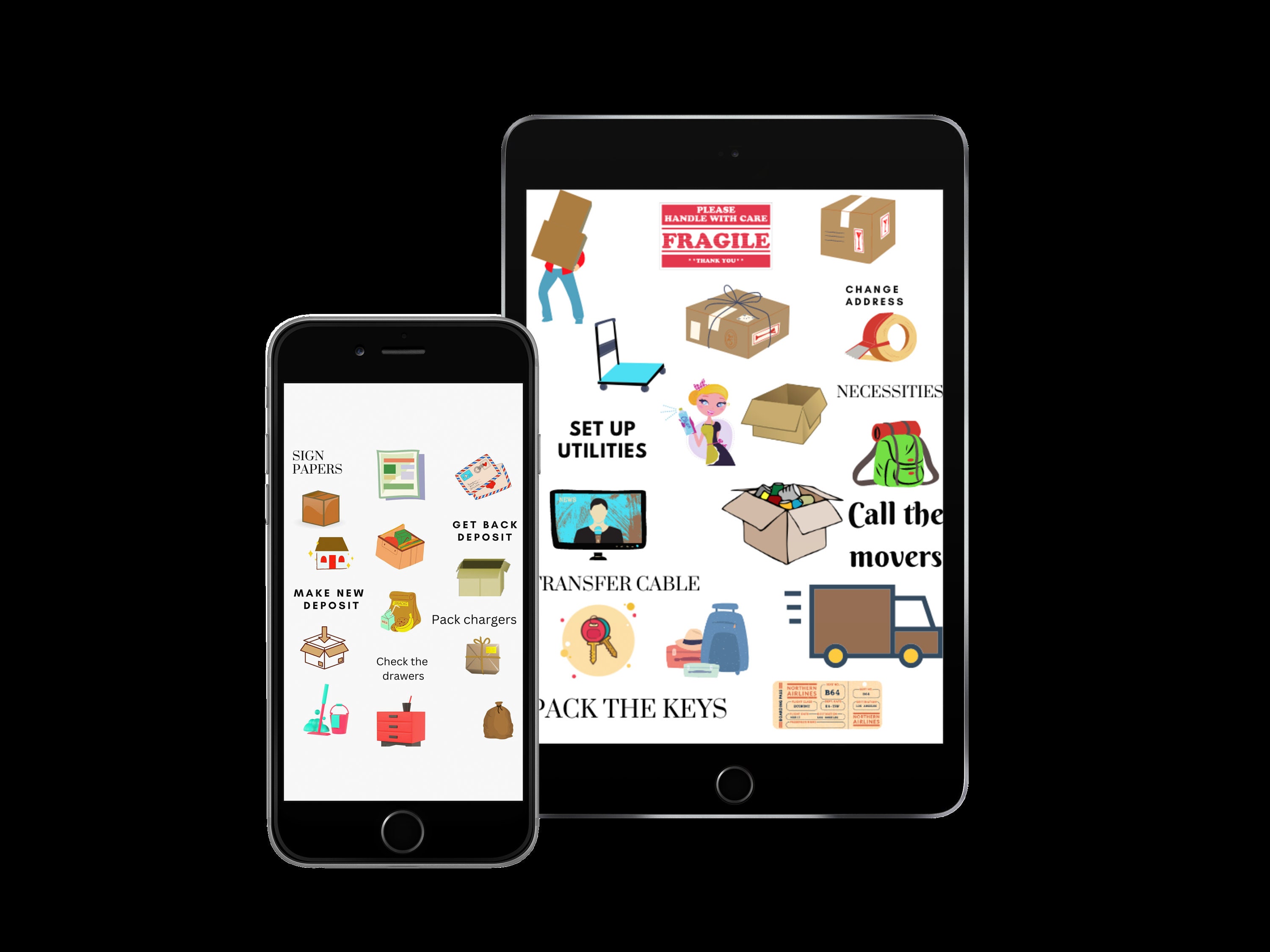 Moving Prep 34 Digital Stickers, Moving Day Planner Stickers, Moving