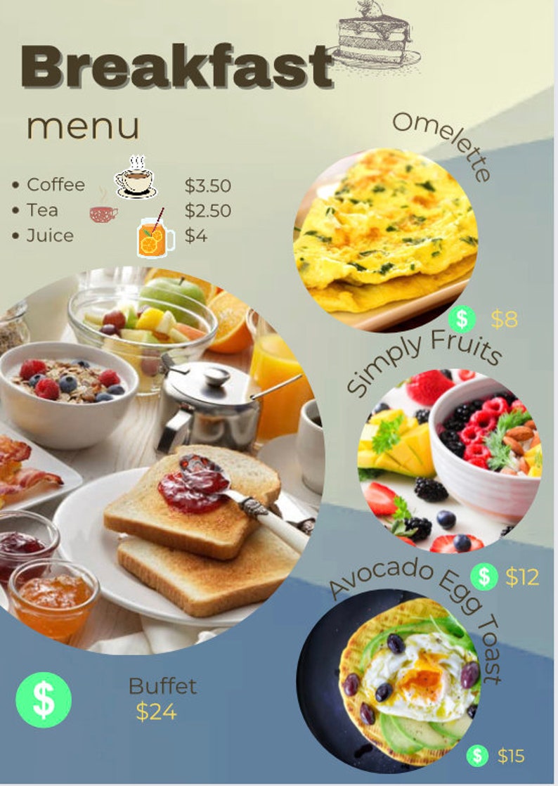 Luxury Breakfast Menu Template, Menu Template Download, Hotel