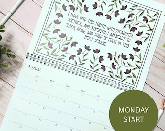 2026 Art Nouveau Floral Affirmations Calendar - Monday Start