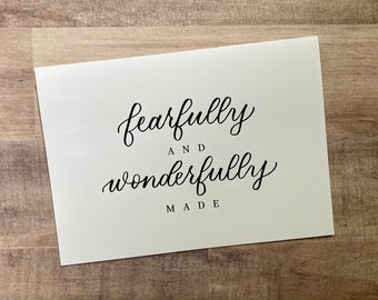 Fearfully and Wonderfully Made Card: Handmade Calligraphy Encouragement