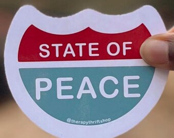 State of Peace Sticker: Glossy Vinyl Mental Health Decal