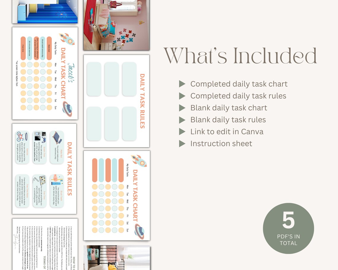 Editable Daily Task Chart Kids Task Chart Task Chart Printable Special ...