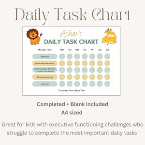 Editable Daily Task Chart Kids Task Chart Task Chart Printable Special ...