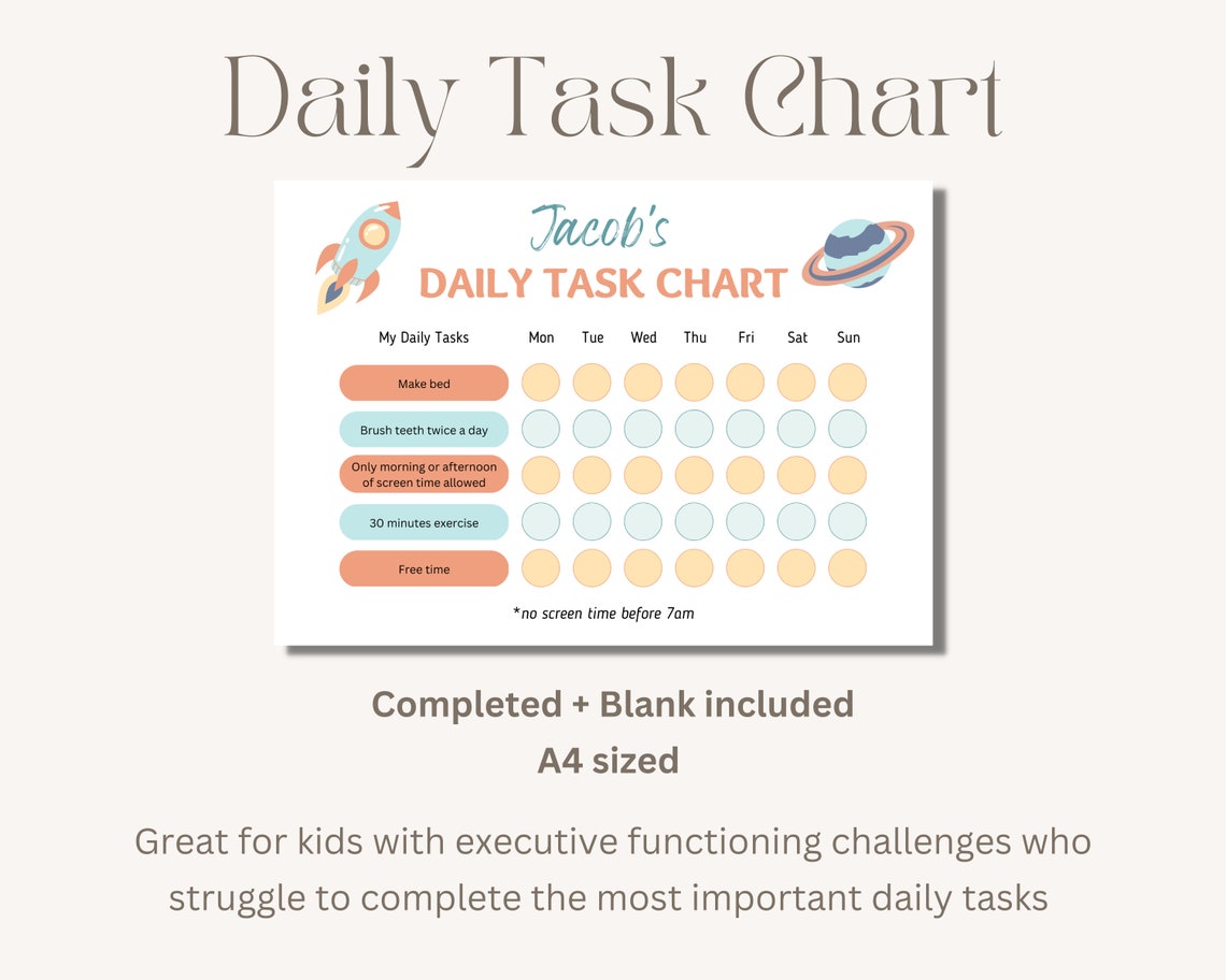 Editable Daily Task Chart Kids Task Chart Task Chart Printable Special ...
