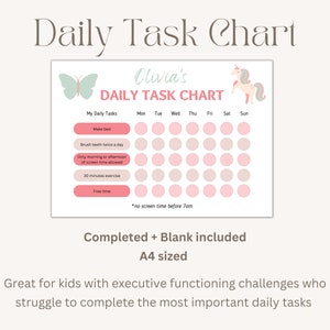 Editable Daily Task Chart Kids Task Chart Task Chart Printable Special ...