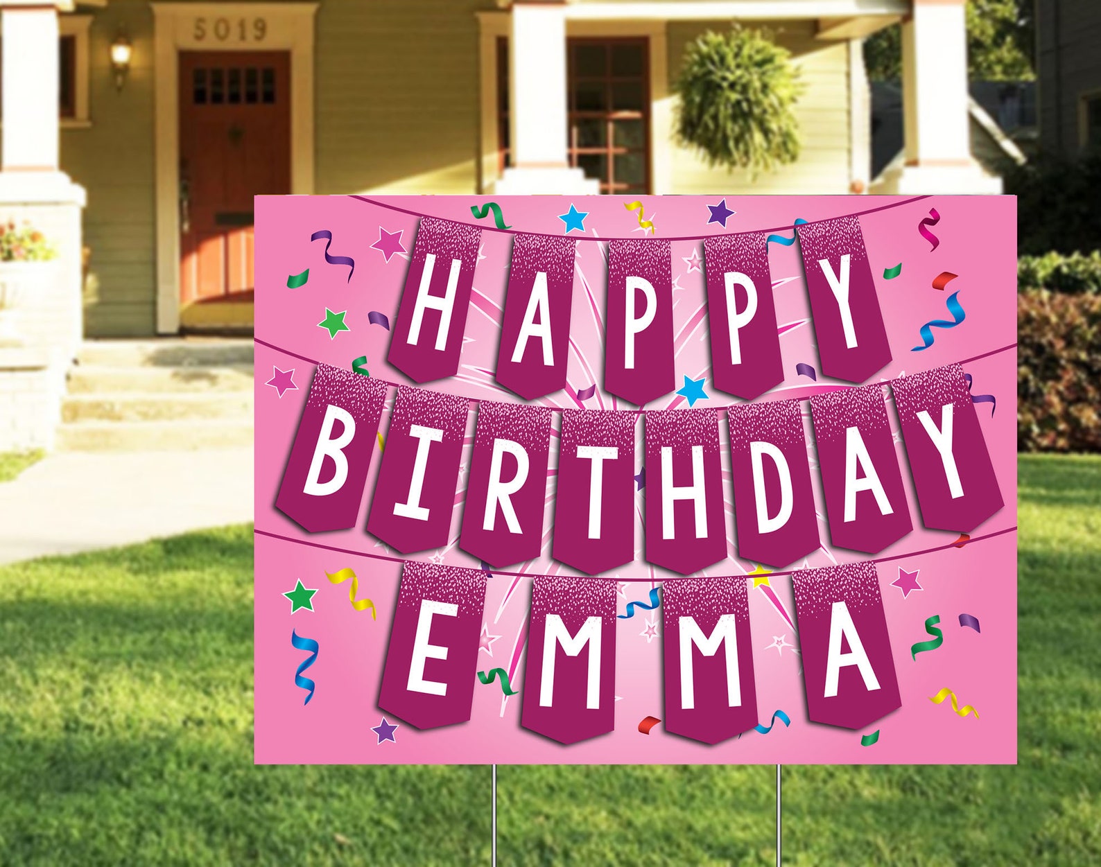 Happy Birthday Yard Sign Lawn Sign Birthday Girl Etsy