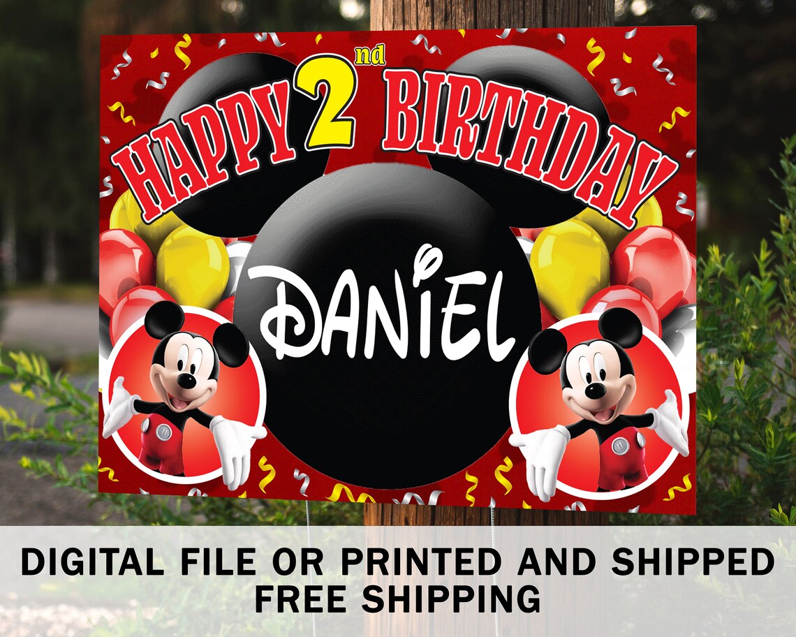 Mickey Mouse Birthday Yard Sign Physical Sign Digital File - Etsy