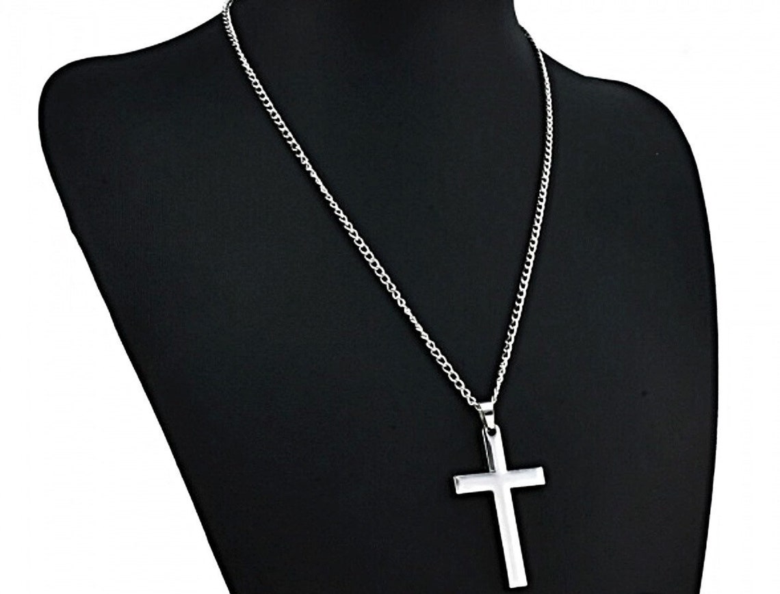 Black Fashion Cross Pendant Necklace Stainless Steel Unisex Etsy