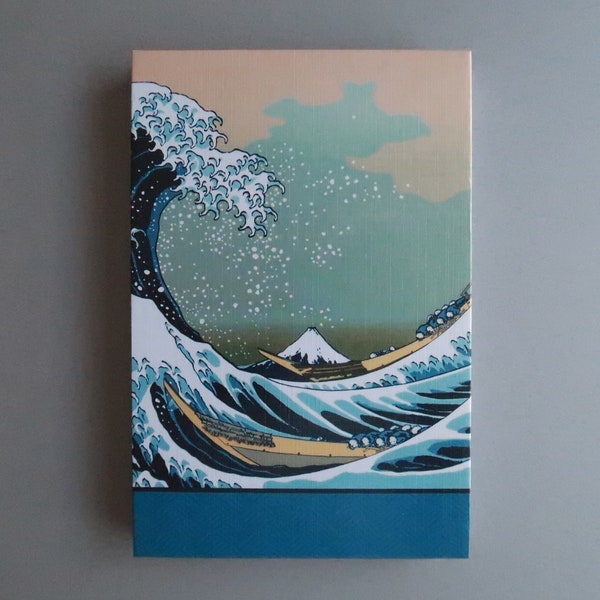 Goshuincho Japonés, Hokusai Katsushika "Wave", Sello Plegable, Cuaderno Washi, Diario, 48 páginas, pliegue de fuelle, 18x12cm, regalo, Japón, GO21