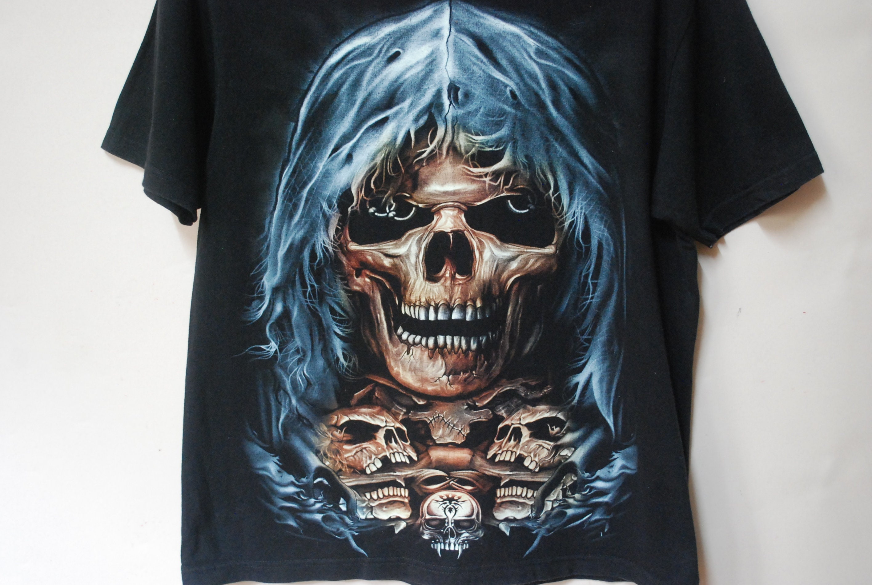 90s Black Grim Reaper T Shirt, Vintage Unisex Badass