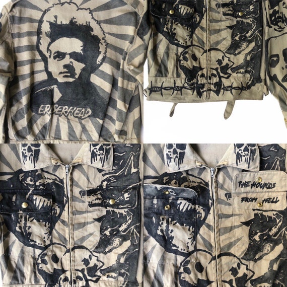 Hand Painted Eraserhead Jacket, Vintage 1950s Bla… - image 4