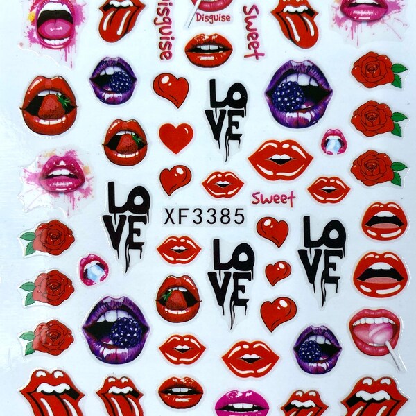 Lips Nail Stickers Etsy