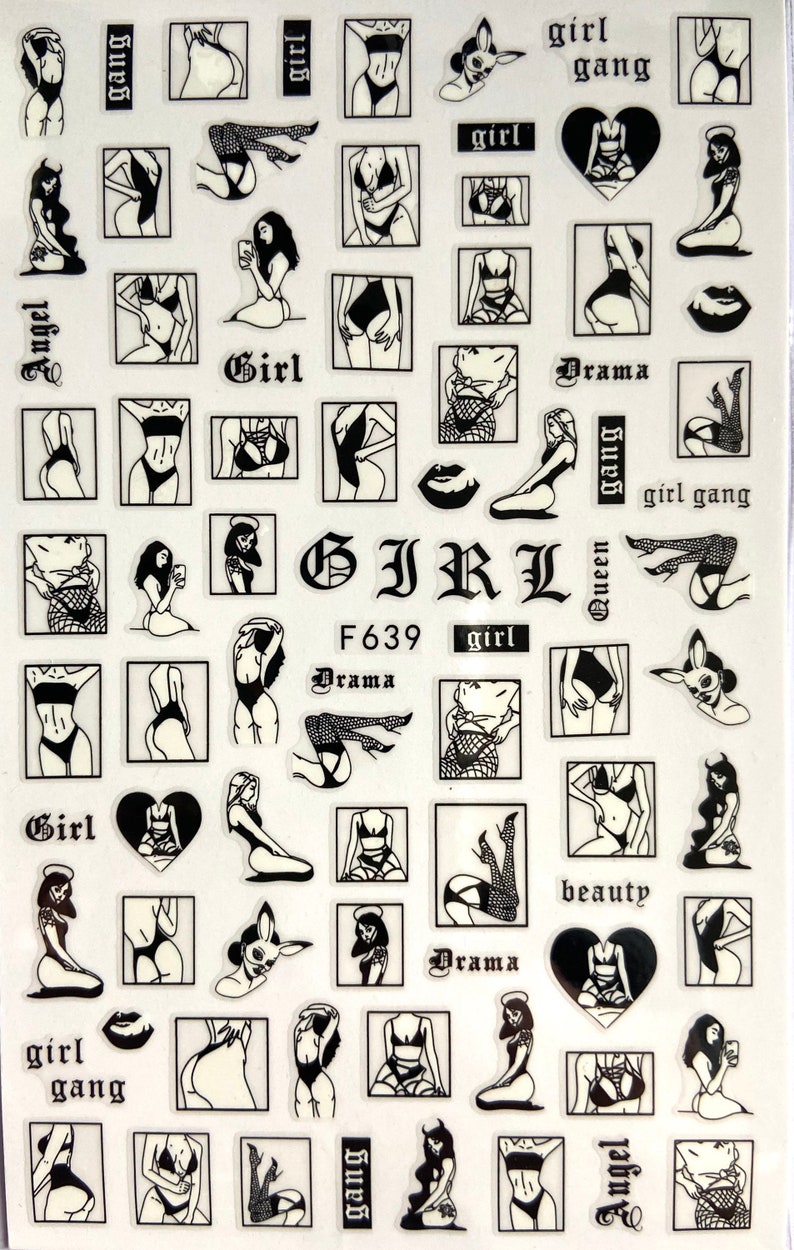 Girl gang\/woman Self Adhesive Nail Decals\/Stickers