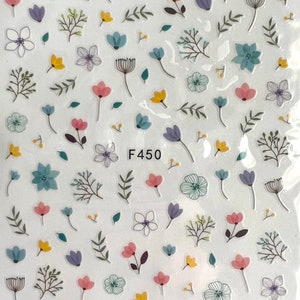 Spring flowers & greenery Self Adhesive Nail Decals/Stickers