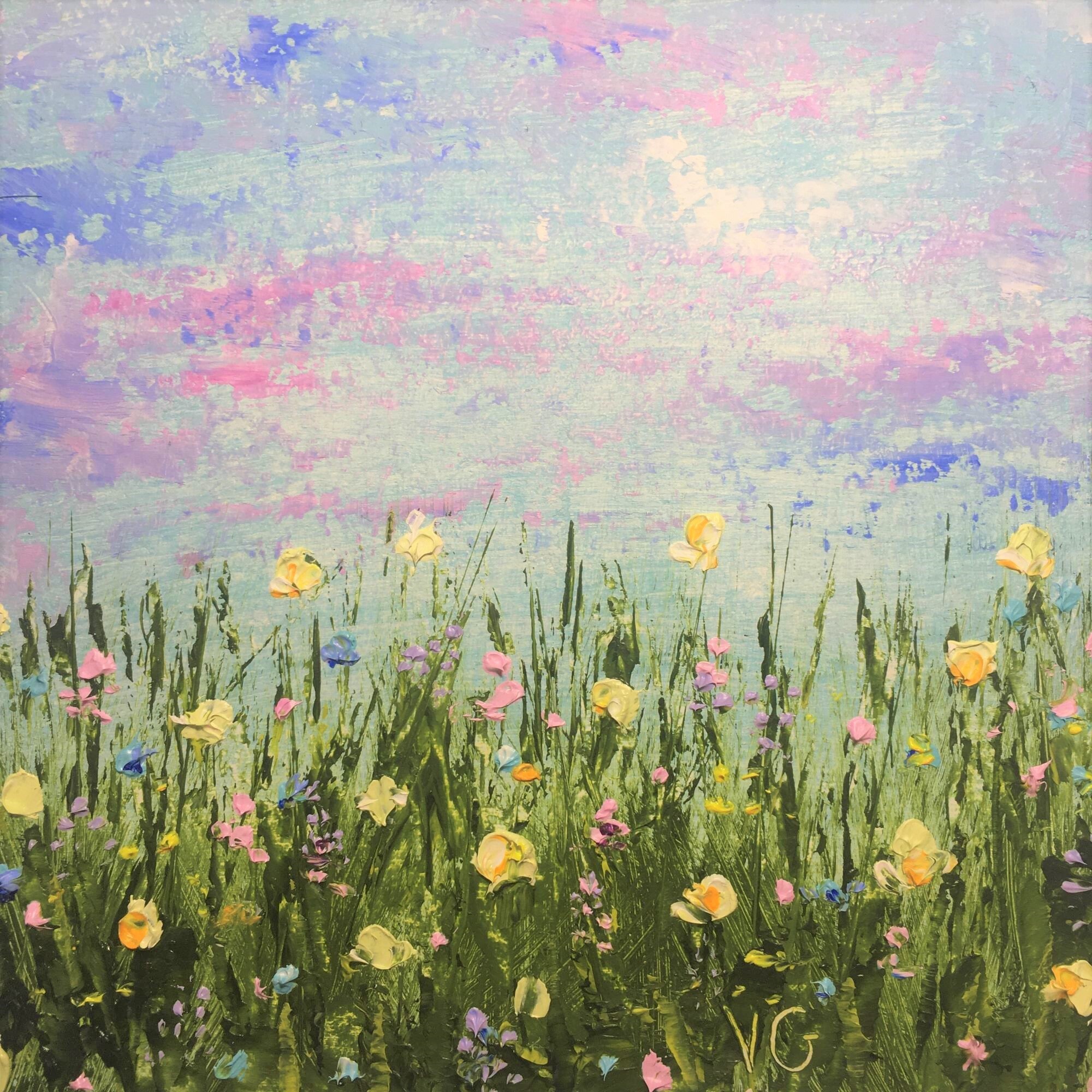 Meadow Flower Painting Original Art Miniature Summer Landscape Etsy