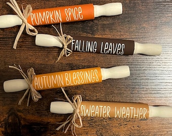 Fall Mini Rolling Pin, Mini Rolling Pin, Fall Tiered Tray Decor, Fall Farmhouse Decor, Fall Kitchen Decor, Fall Gift, Tiered Tray Decor