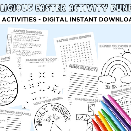 Easter Sunday School Printable Activity Sheets for Prek to 5th Etsy