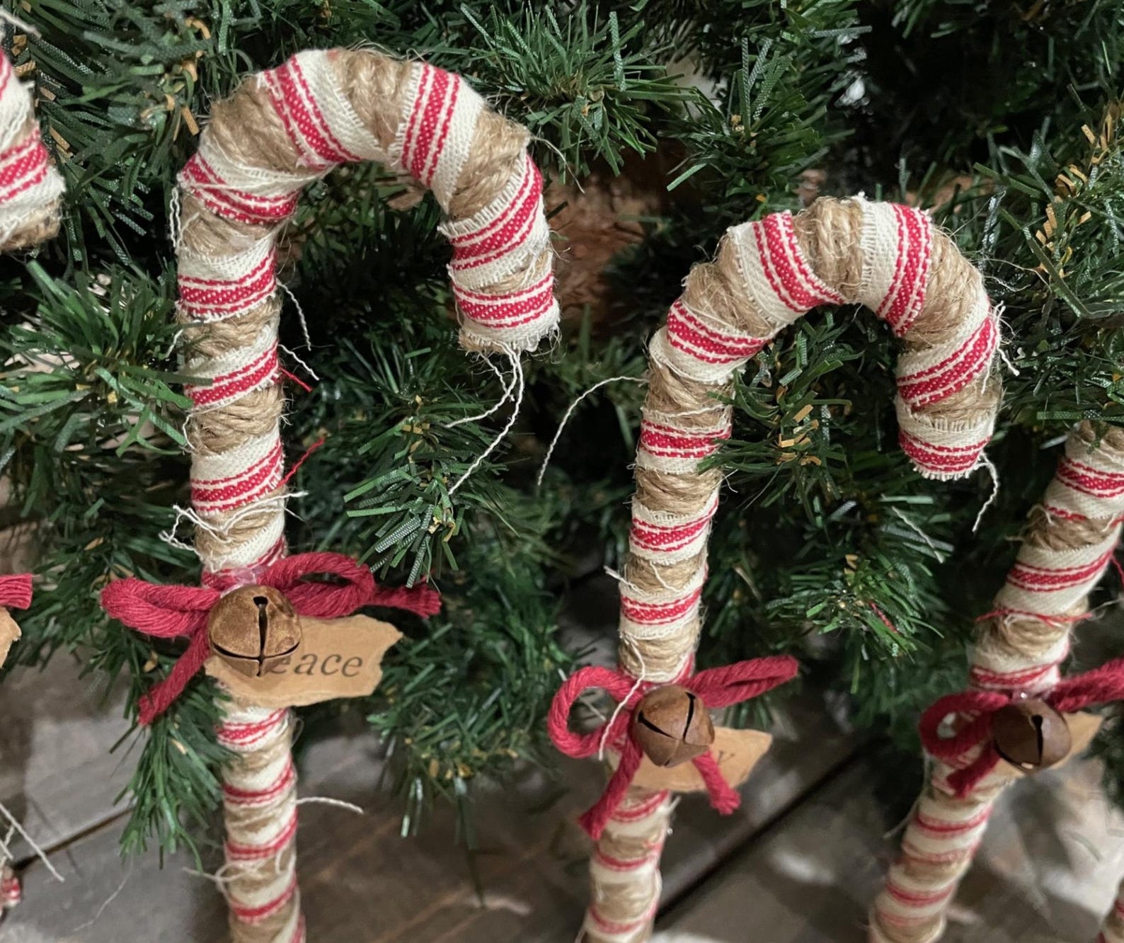 Primitive Candy Canes, Fabric Wrapped Candy Canes, Farmhouse Christmas ...