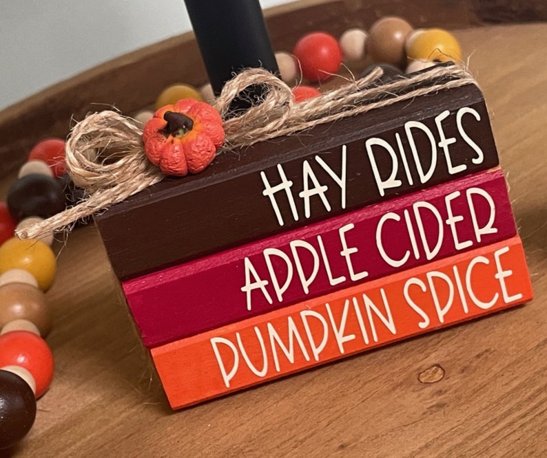 Mini Fall Wood Block Stack, Fall Tiered Tray Decor, Fall Gift, Small ...