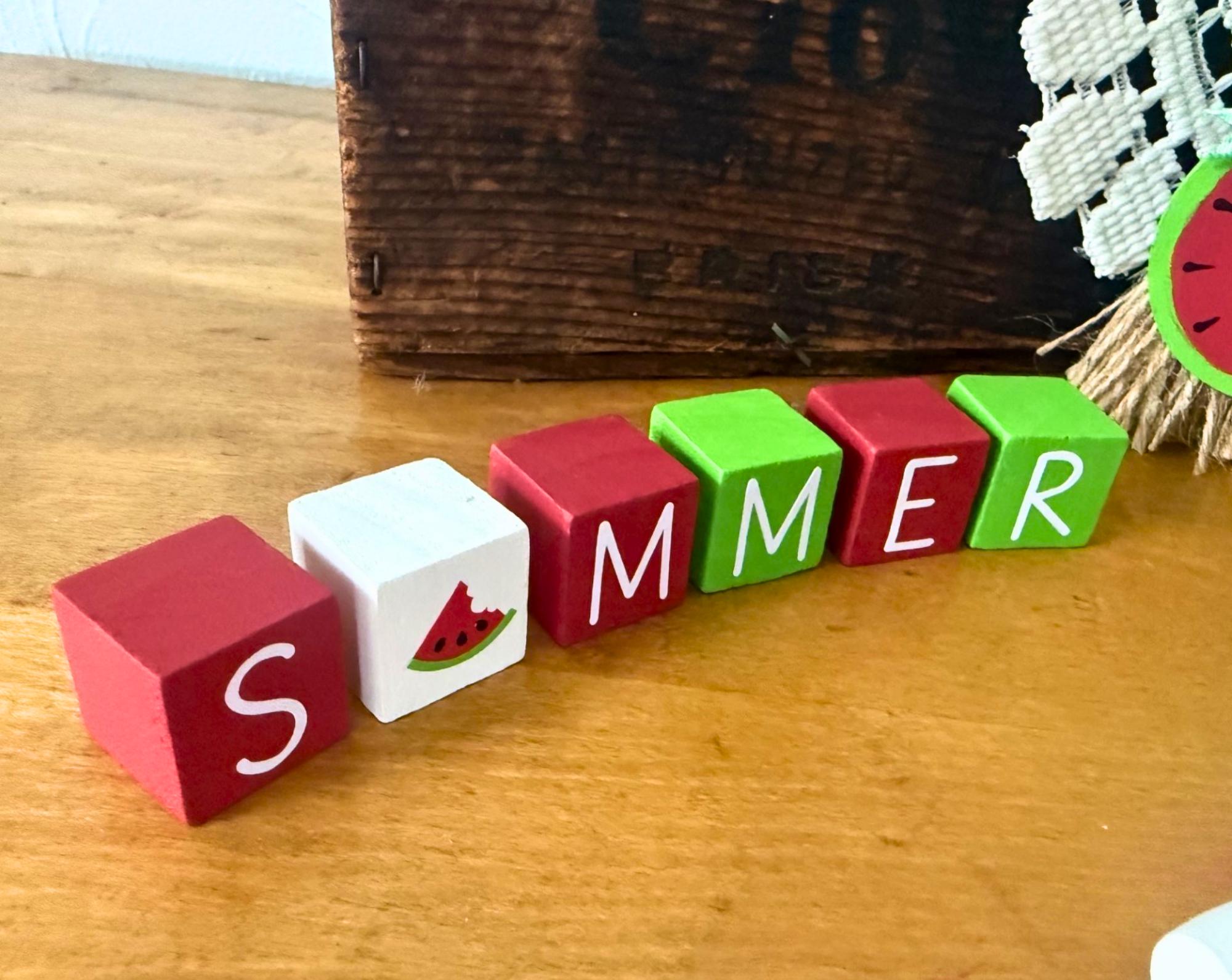 Watermelon Block Set Miniature Summer Blocks, Miniature Watermelon Decor, Watermelon Tiered ...