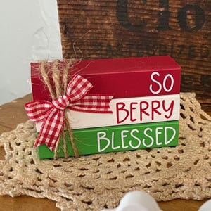 Miniature Summer Block Stack, Summer Tiered Tray Decor, Strawberry Tiered Tray Decor, Strawberry Gift, Summer Farmhouse Decor