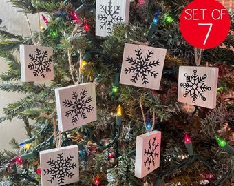 Wood Snowflake Ornaments, Handmade Ornaments, Wood Ornaments, Christmas Tree, Secret Santa Gifts, Gift Tags, Christmas Party Favor