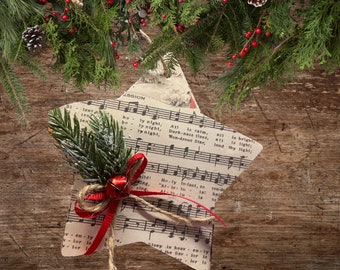 Sheet Music Christmas Star Ornaments, Sheet Music Ornaments, Christmas Ornaments, Wood Ornaments, Rustic Ornaments