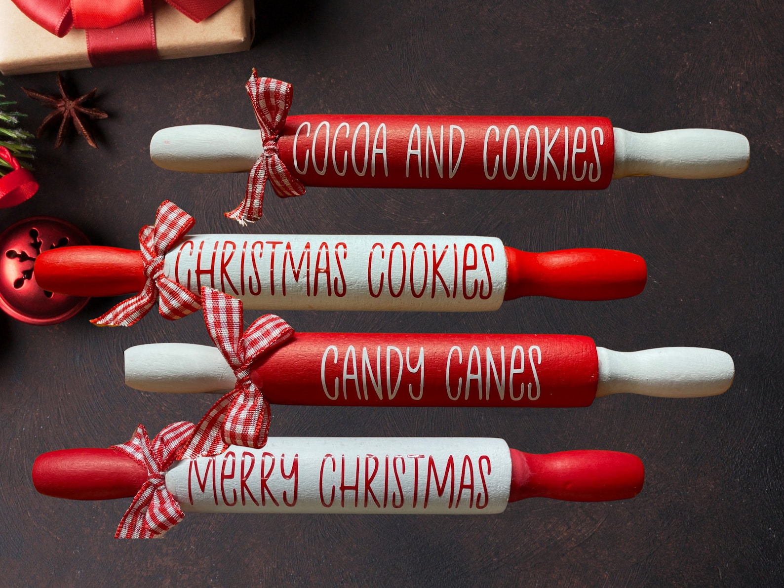 Mini Rolling Pin Christmas Rolling Pin Tiered Tray Decor Etsy