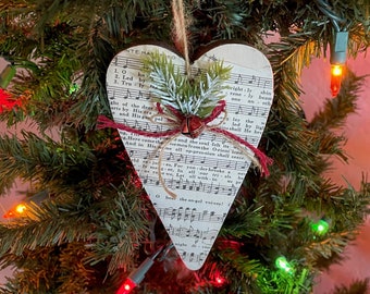 Sheet Music Christmas Ornaments, Christmas Songs, Sheet Music Ornaments, Christmas Ornaments, Wood Ornaments, Rustic Ornaments