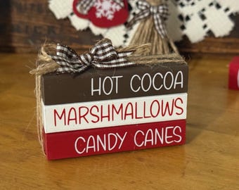 Hot Cocoa Bar Block Stack, Hot Cocoa Bar Decor, Hot Cocoa Tiered Tray, Winter Decor, Farmhouse Christmas Decor, Secret Santa Gift