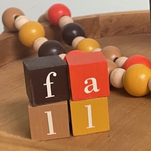 Miniature FALL Wood Blocks, Fall Tiered Tray Decor, Fall Decor, Fall Gift, Farmhouse Tiered Tray, Fall Kitchen Decor, Fall Shelf Sitter