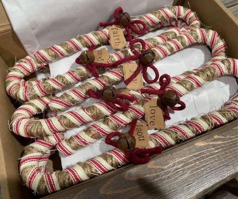 Primitive Candy Canes, Fabric Wrapped Candy Canes, Farmhouse Christmas ...