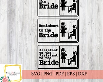 Brud, assistent till bruden och assistent till assistenten Svg | Den kontorsinspirerade klippfilen | Cricut, Silhouette eller andra skärmaskiner