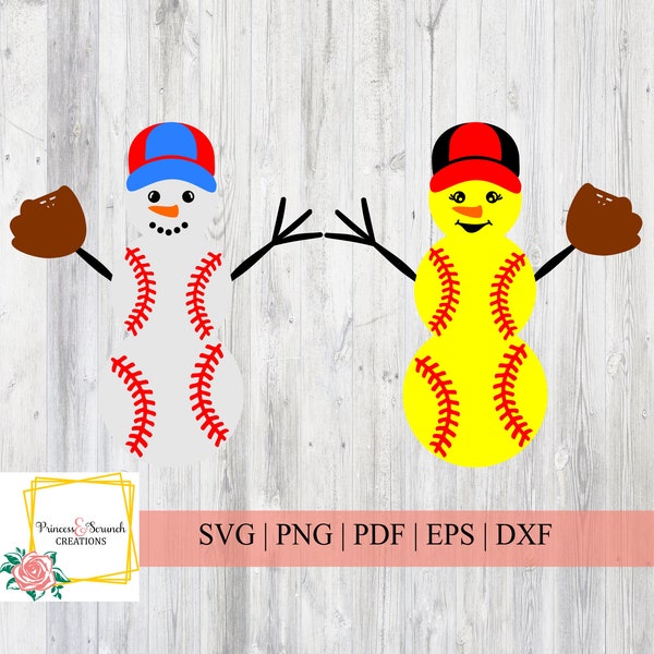 Baseball and Softball Snowman SVG | Winter T-shirt Design | Softball Shirt | Baseball Shirt | SVG Cut File