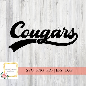 Cougars Baseball SVG | Baseball Script Cut File | Baseball Mom | Baseball Season | svg png pdf eps dfx